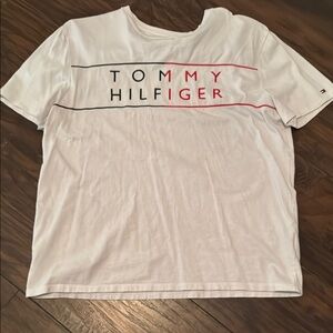 Tommy Hilfiger White T-Shirt with Red and Black Accents